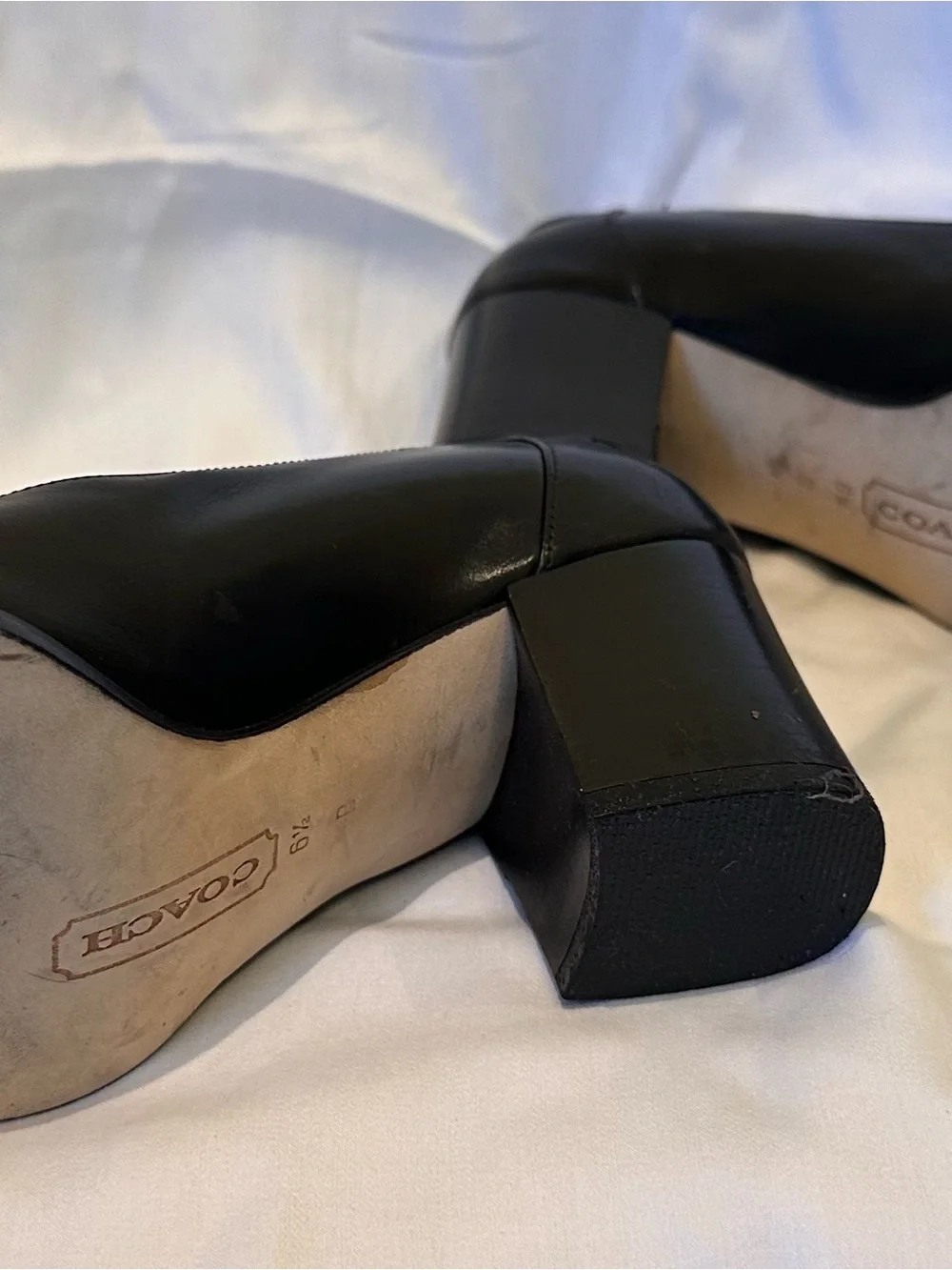 Vintage Coach Black Leather Block Heel Pumps